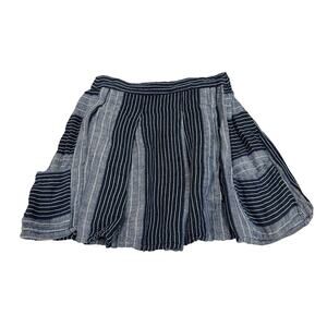 Ace & Jig Pleated Skirt Size M Blue Striped Linen Blend Double Layer Pull On